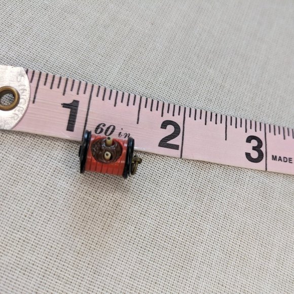 1920s / 30s Vintage Japanese Kobe Charm - Spool of Thread w Creepy Old Man Face - Picture 10 of 11